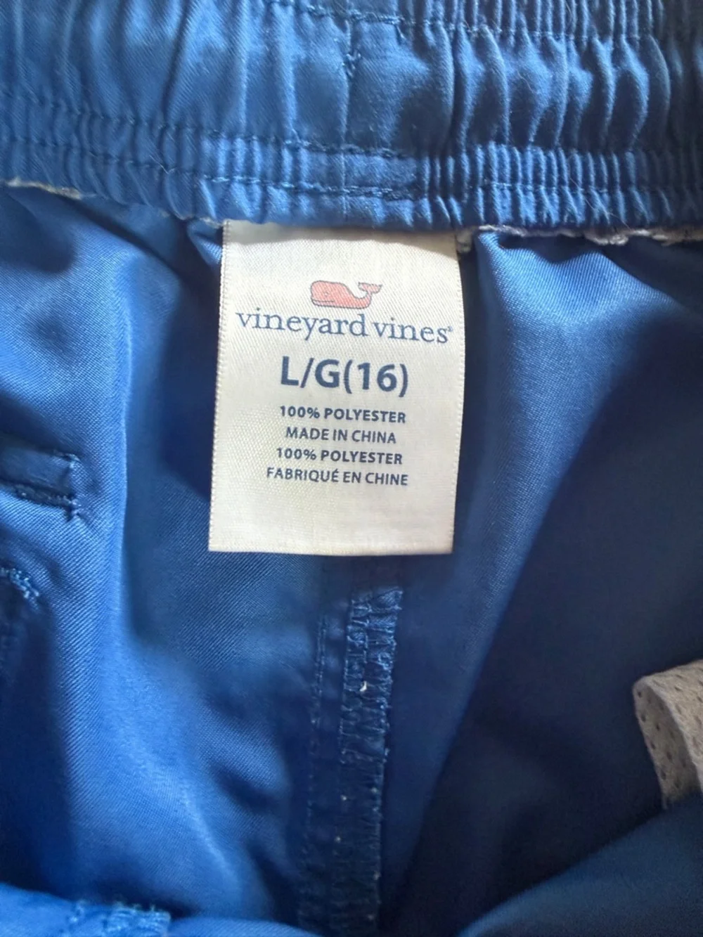 Vineyard Vines Boys' Fish Swim Trunks Blue Green Pockets No Lining Size L 16